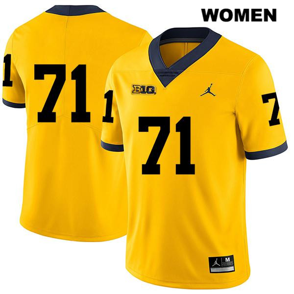 Women's NCAA Michigan Wolverines Andrew Stueber #71 No Name Yellow Jordan Brand Authentic Stitched Legend Football College Jersey NS25X44EQ